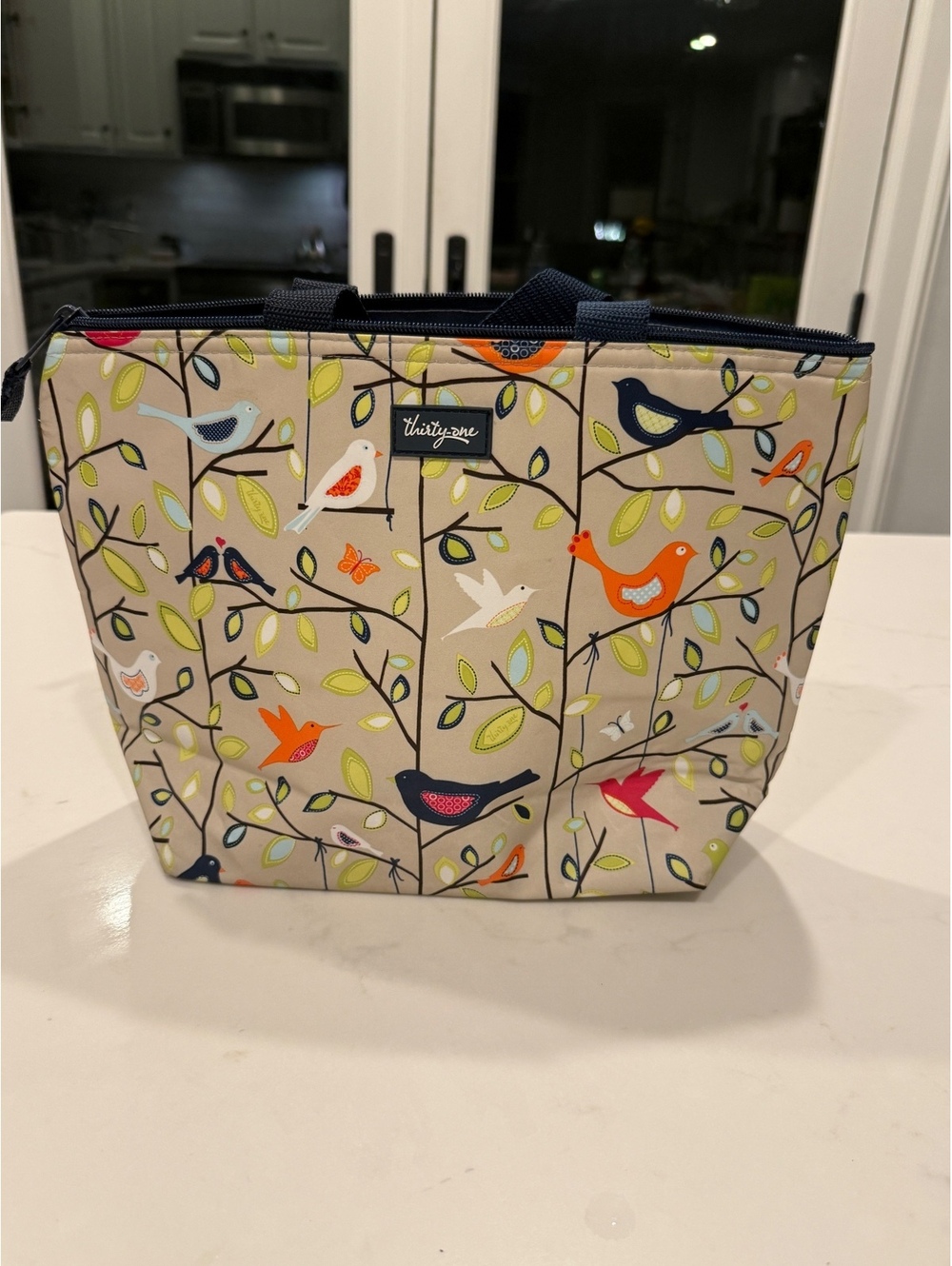Thirty-One Insulated Lunch Tote with Bird Print